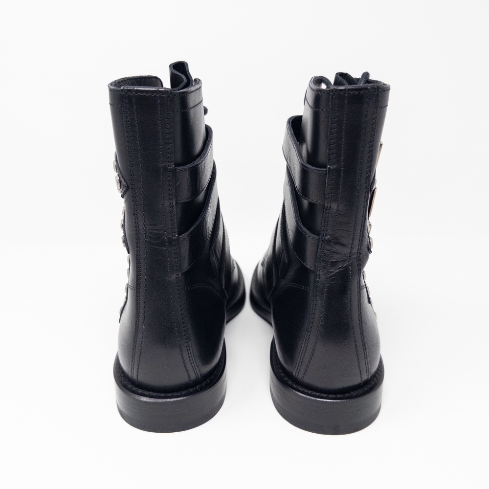 Yves Saint Laurent Black Leather Ranger Boots size 37 EU - Picture 4 of 7